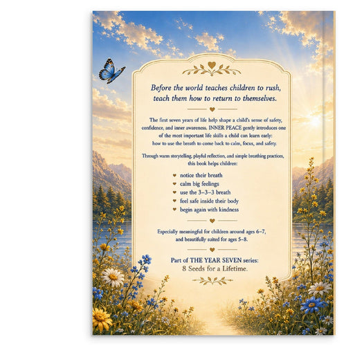 Mindfulness book for kids back cover with breathing and calming guidance