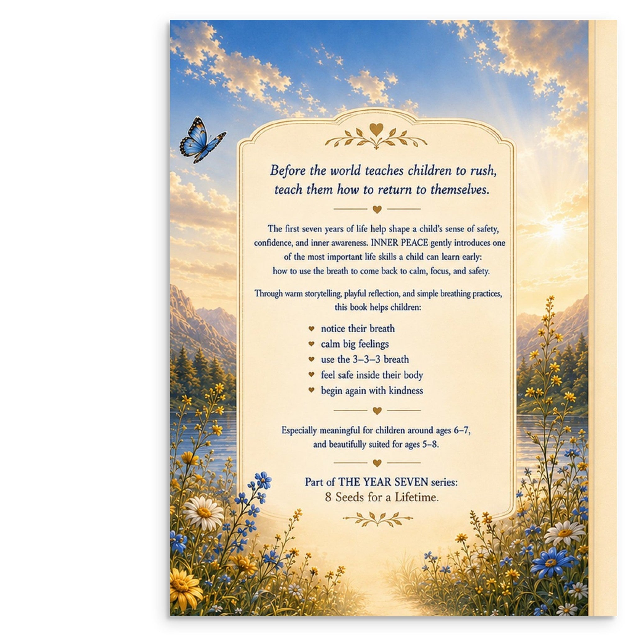 Inner Peace Children's Book cover, mindfulness storybook for kids ages 5-8 promoting breathing techniques.