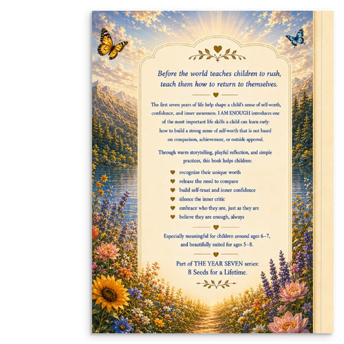 Confidence book for kids back cover with affirmations about self worth and kindness